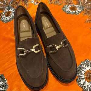 Kelly & Katie Women’s 7.5M Platform Loafers Brown Leather Suede Casual